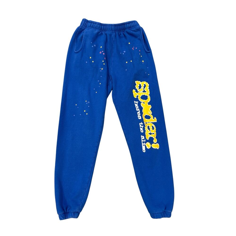 Sp5der TC Young Thug Sweatpants Joggers Royal Blue Cotton Large